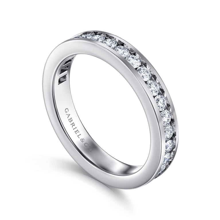 Straight Wedding Ring in 14k White Gold with Round Natural Diamond at Gabriel & Co. - Shot 3