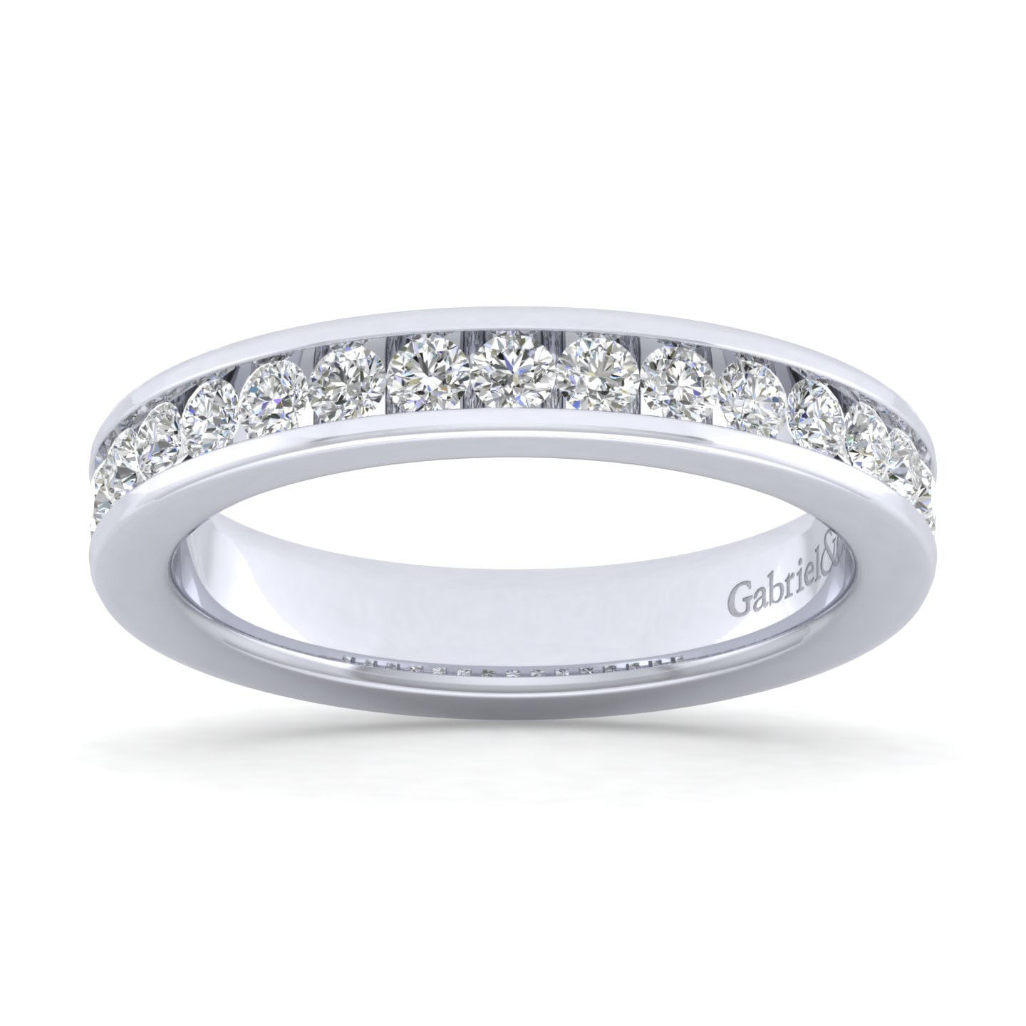 Remie - 14K White Gold Channel Set Diamond Wedding Band