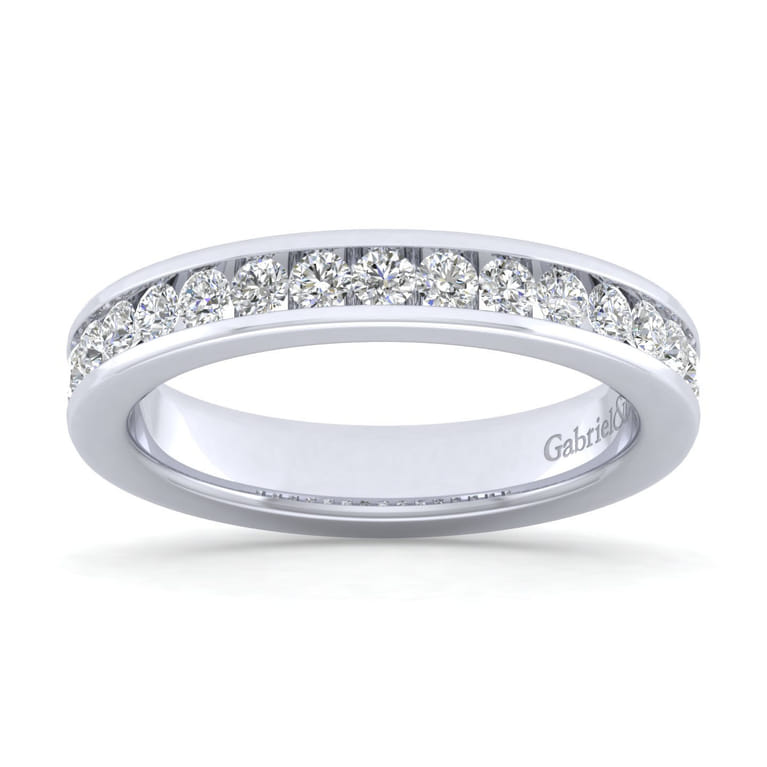 Straight Wedding Ring in 14k White Gold with Round Natural Diamond at Gabriel & Co. - Shot 5