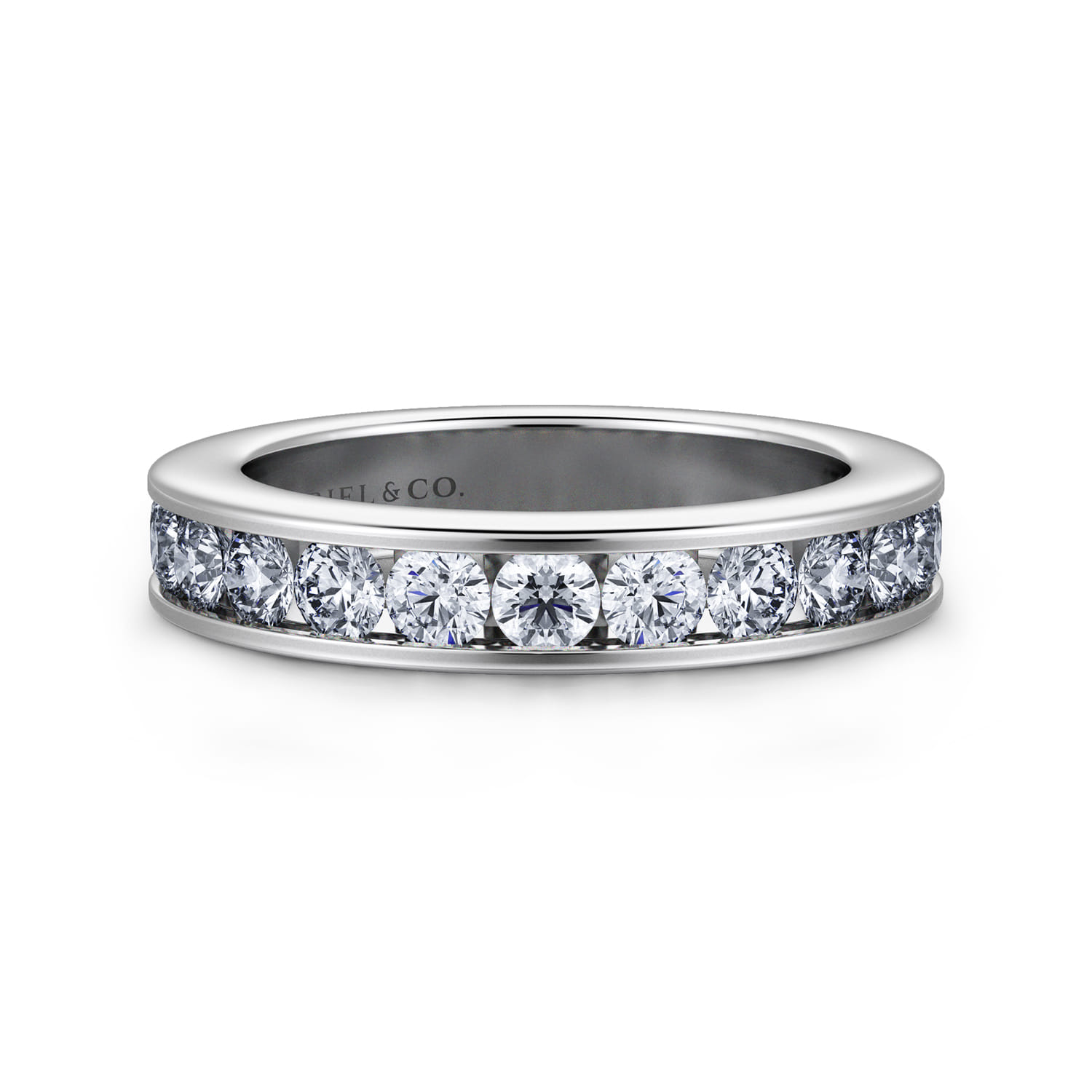 Straight Wedding Ring in 14k White Gold with Round Natural Diamond at Gabriel & Co. - Shot 1