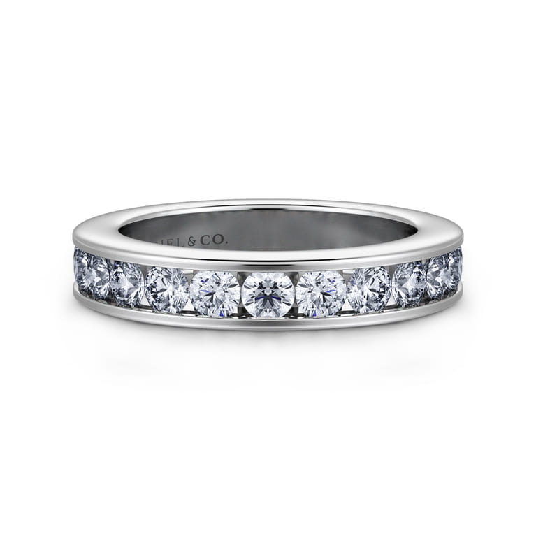 Straight Wedding Ring in 14k White Gold with Round Natural Diamond at Gabriel & Co. - Shot 1
