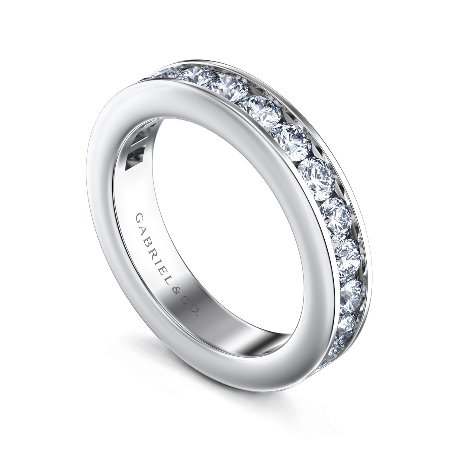 Straight Wedding Ring in 14k White Gold with Round Natural Diamond at Gabriel & Co. - Shot 3