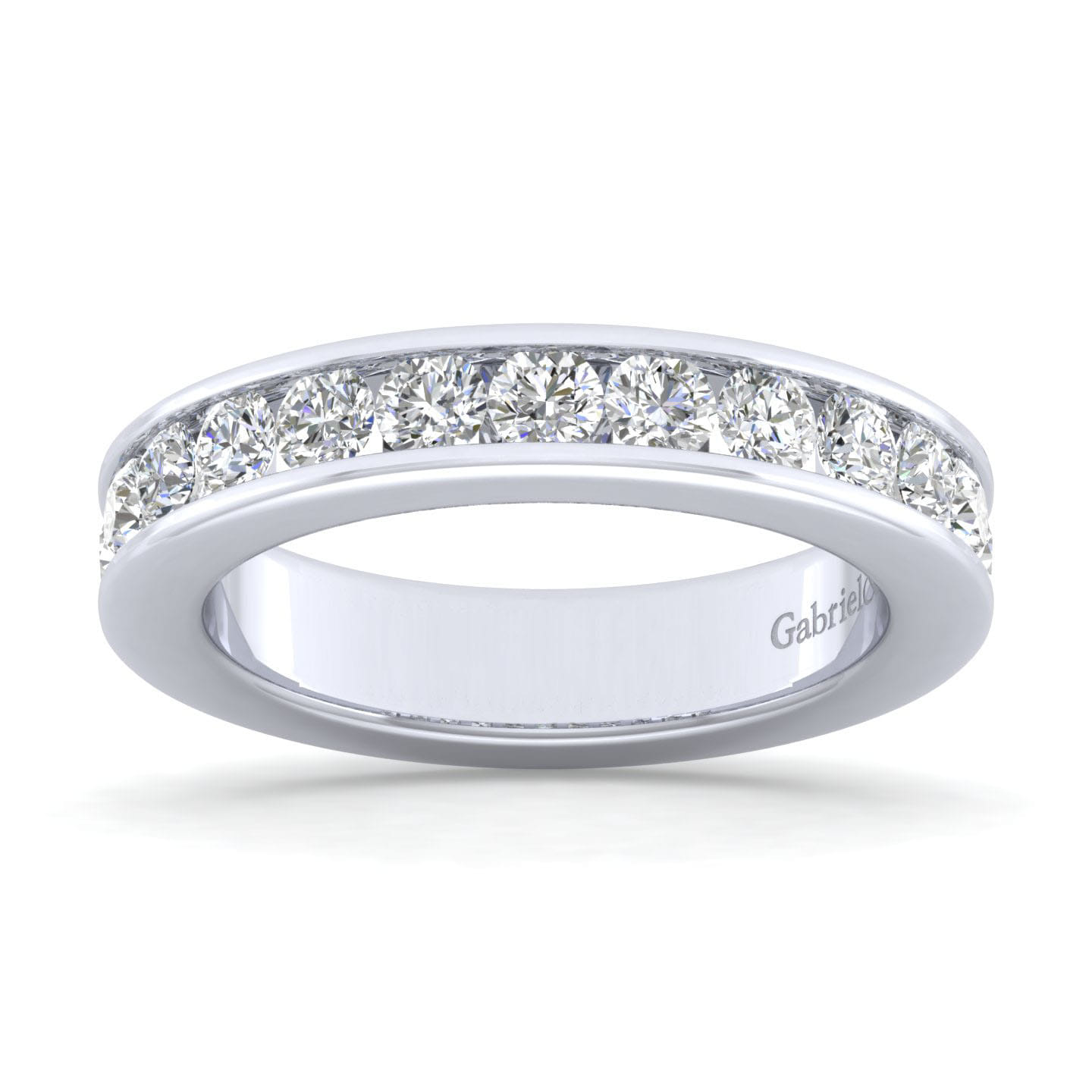 Straight Wedding Ring in 14k White Gold with Round Natural Diamond at Gabriel & Co. - Shot 5
