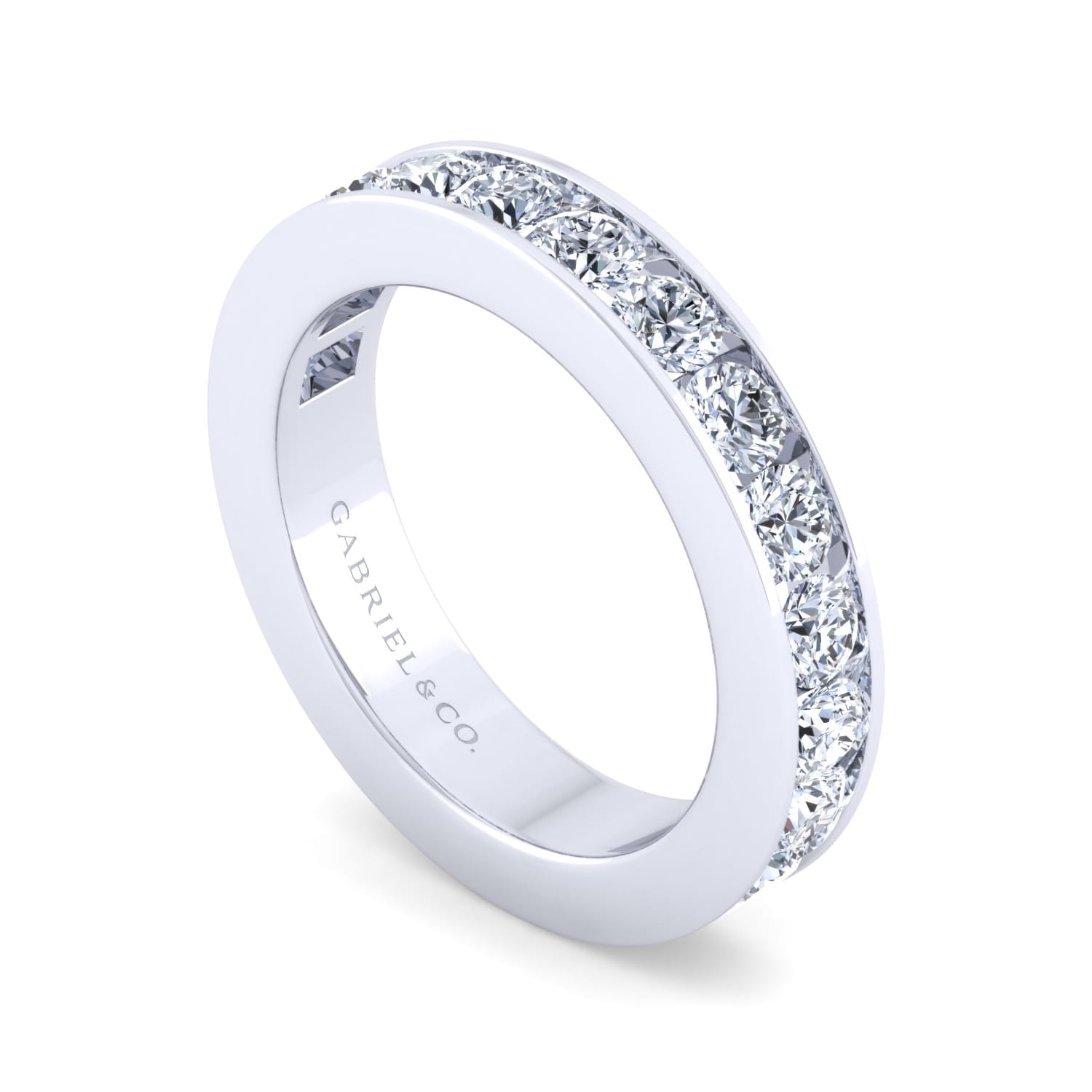 Straight Wedding Ring in 14k White Gold with Round Natural Diamond at Gabriel & Co. - Shot 3