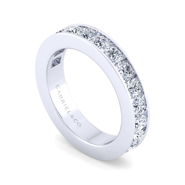 Straight Wedding Ring in 14k White Gold with Round Natural Diamond at Gabriel & Co. - Shot 3
