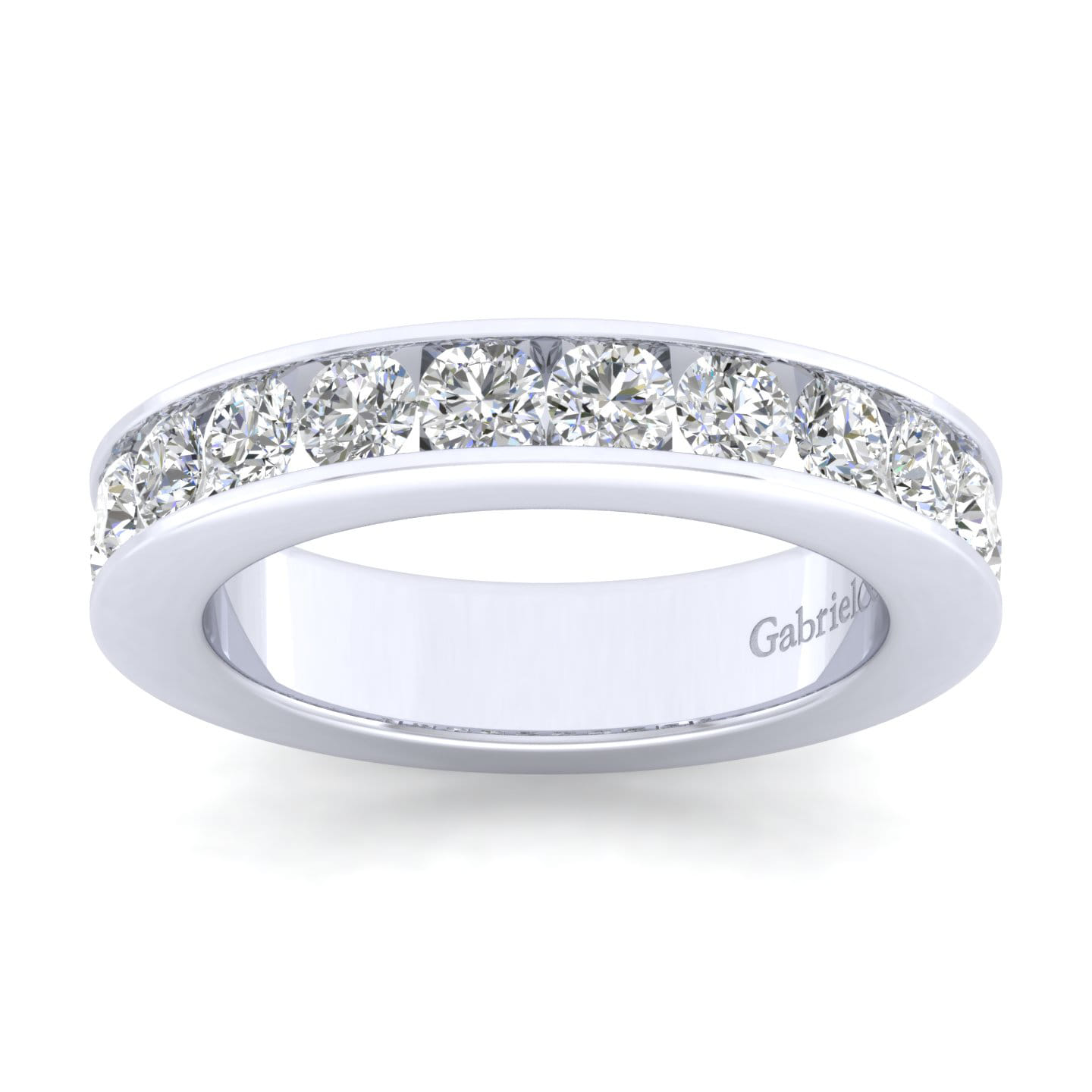 Straight Wedding Ring in 14k White Gold with Round Natural Diamond at Gabriel & Co. - Shot 5