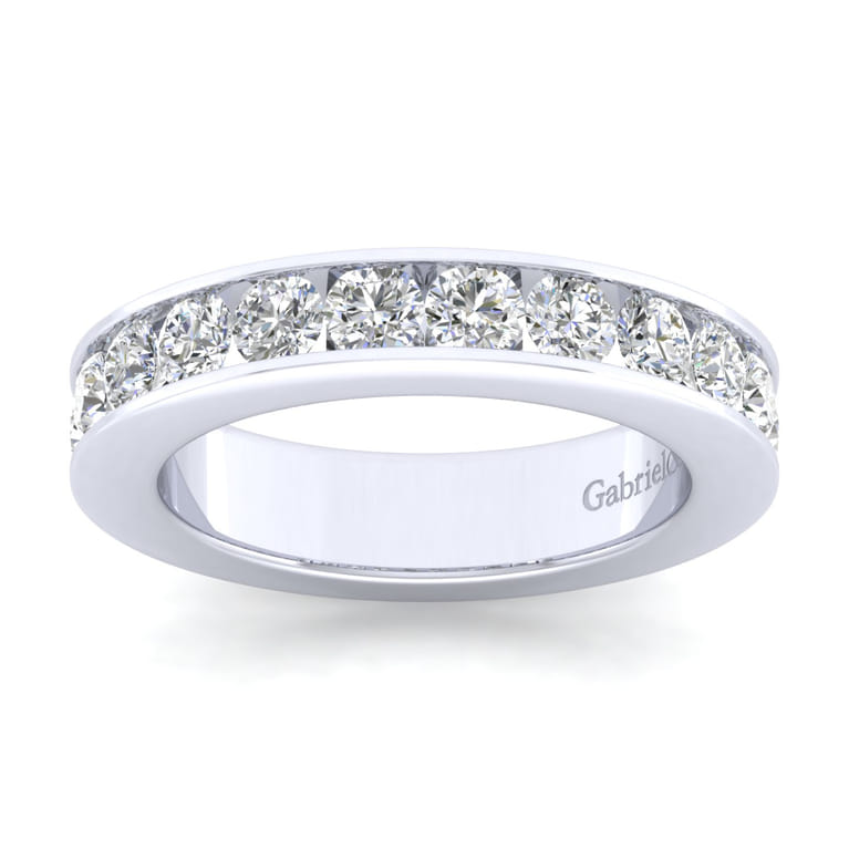Straight Wedding Ring in 14k White Gold with Round Natural Diamond at Gabriel & Co. - Shot 5