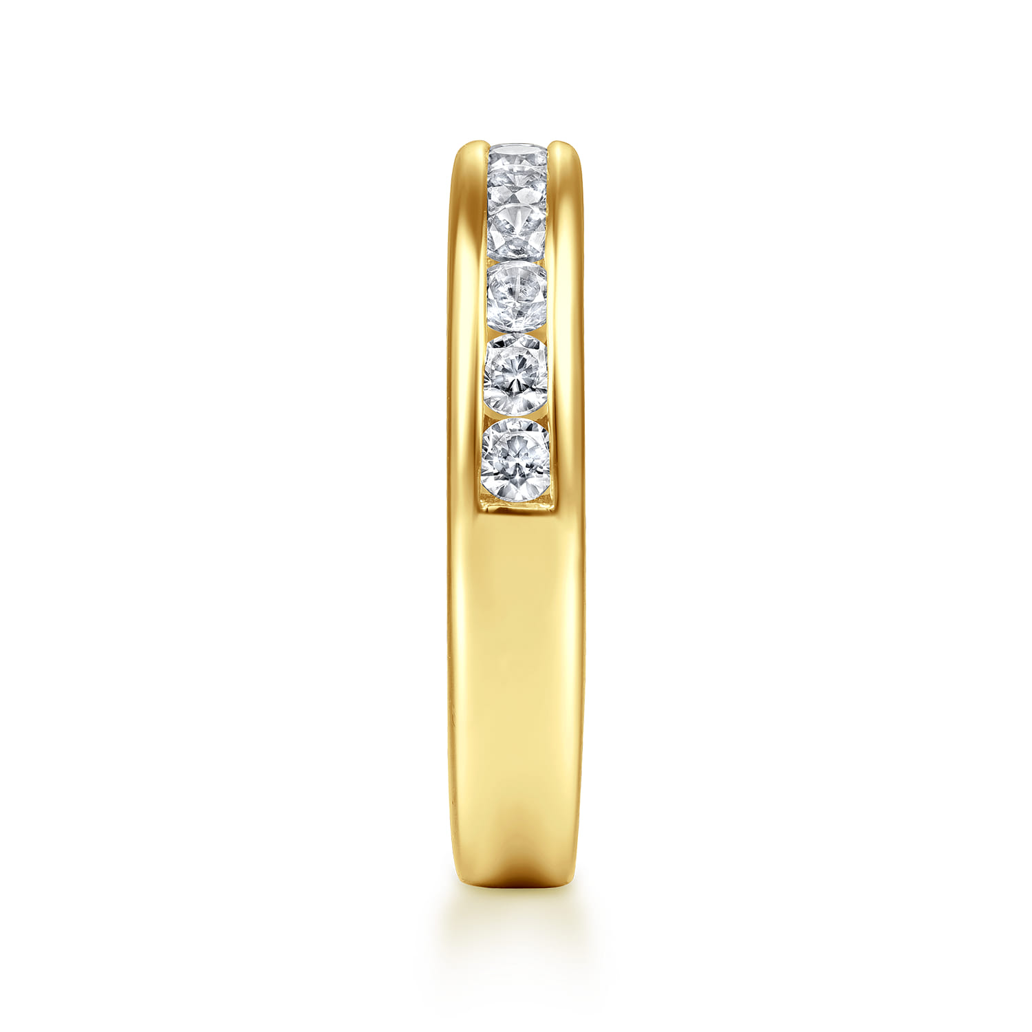 Straight Wedding Ring in 14k Yellow Gold with Round Natural Diamond at Gabriel & Co. - Shot 4