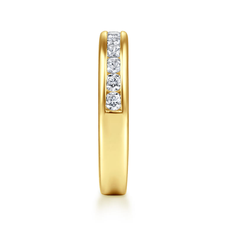 Straight Wedding Ring in 14k Yellow Gold with Round Natural Diamond at Gabriel & Co. - Shot 4