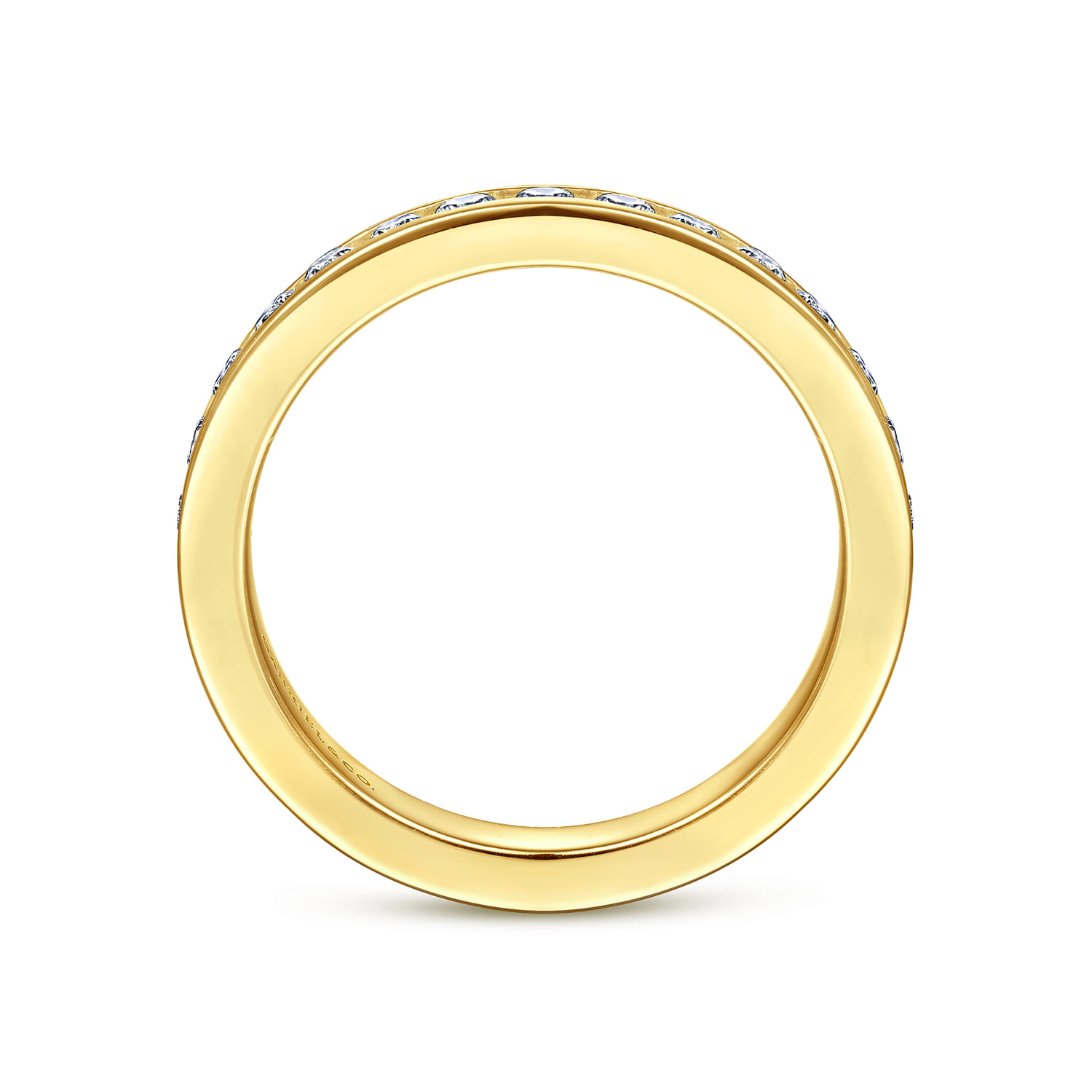 Straight Wedding Ring in 14k Yellow Gold with Round Natural Diamond at Gabriel & Co. - Shot 2