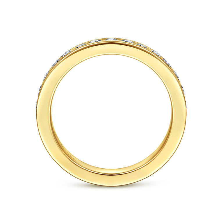 Straight Wedding Ring in 14k Yellow Gold with Round Natural Diamond at Gabriel & Co. - Shot 2