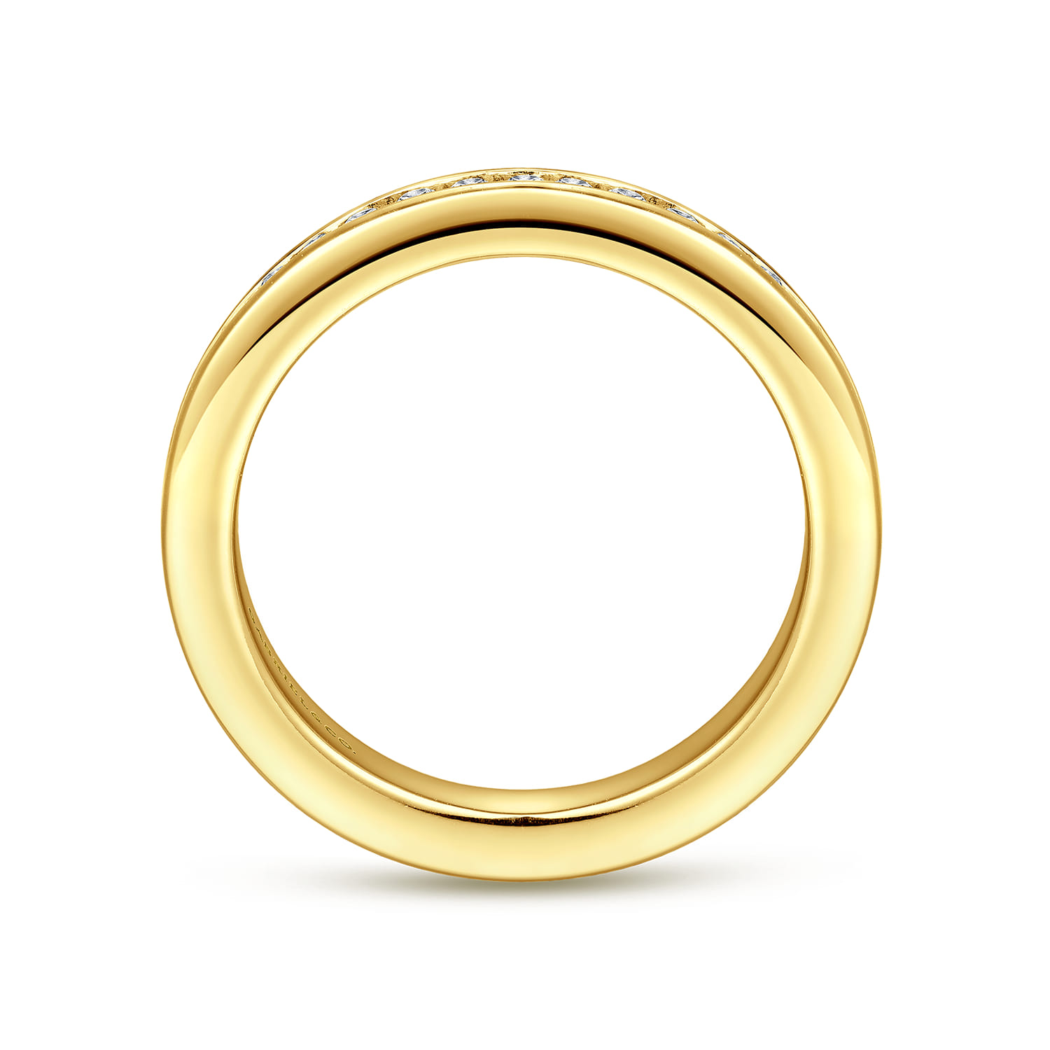 Straight Wedding Ring in 14k Yellow Gold with Round Natural Diamond at Gabriel & Co. - Shot 2