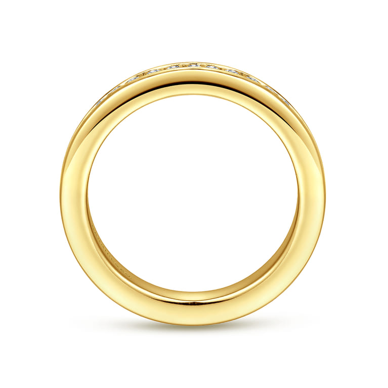 Straight Wedding Ring in 14k Yellow Gold with Round Natural Diamond at Gabriel & Co. - Shot 2