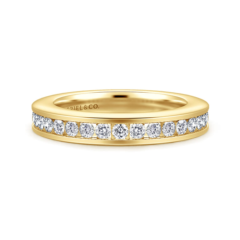 Straight Wedding Ring in 14k Yellow Gold with Round Natural Diamond at Gabriel & Co. - Shot 1