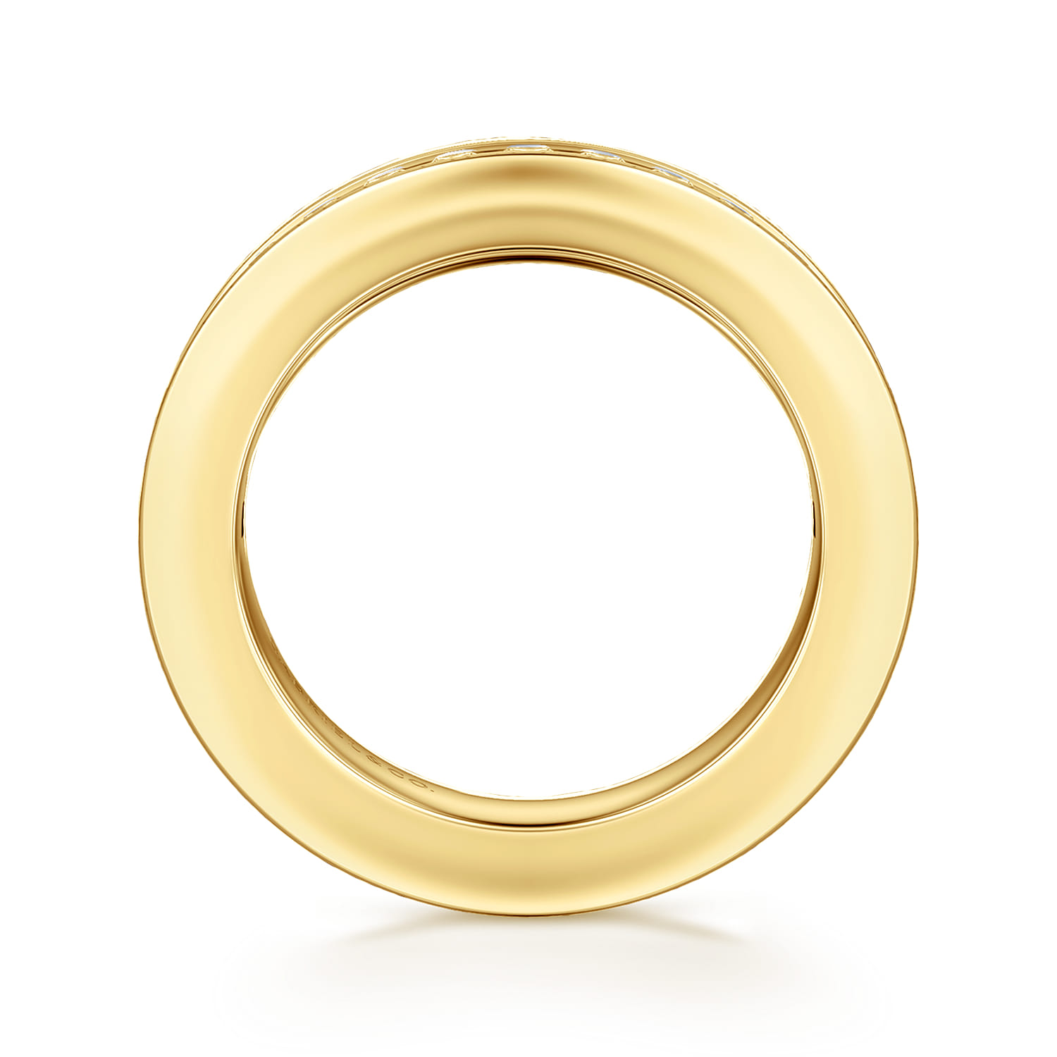 Straight Wedding Ring in 14k Yellow Gold with Round Natural Diamond at Gabriel & Co. - Shot 2