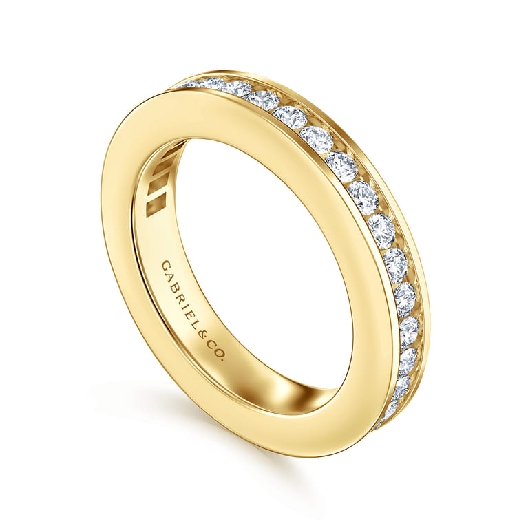 Straight Wedding Ring in 14k Yellow Gold with Round Natural Diamond at Gabriel & Co. - Shot 3