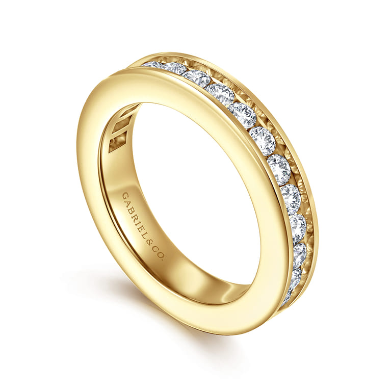 Straight Wedding Ring in 14k Yellow Gold with Round Natural Diamond at Gabriel & Co. - Shot 3