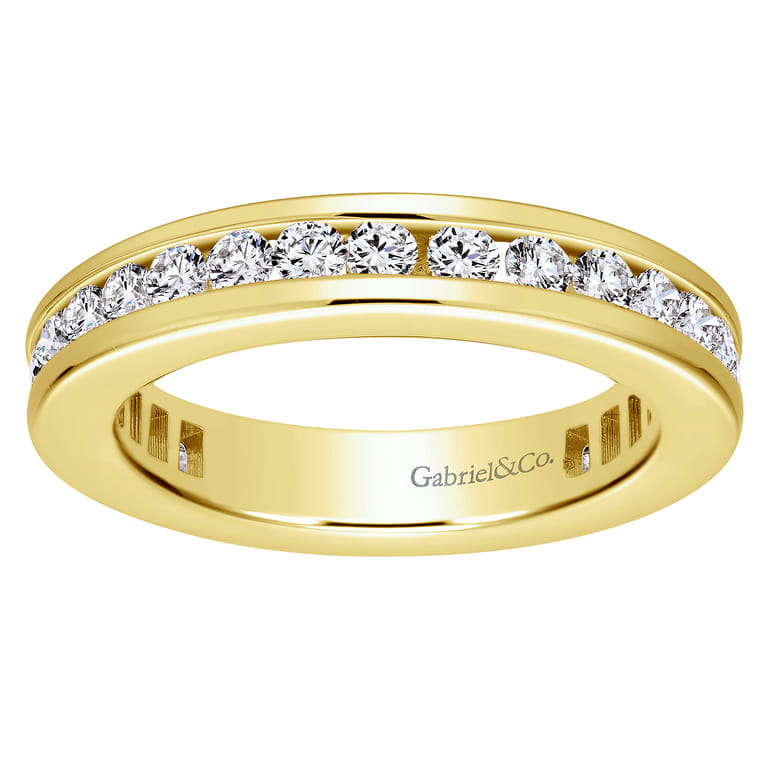 Eternity Band Wedding Ring in 14k Yellow Gold with Round Natural Diamond at Gabriel & Co. - Shot 4