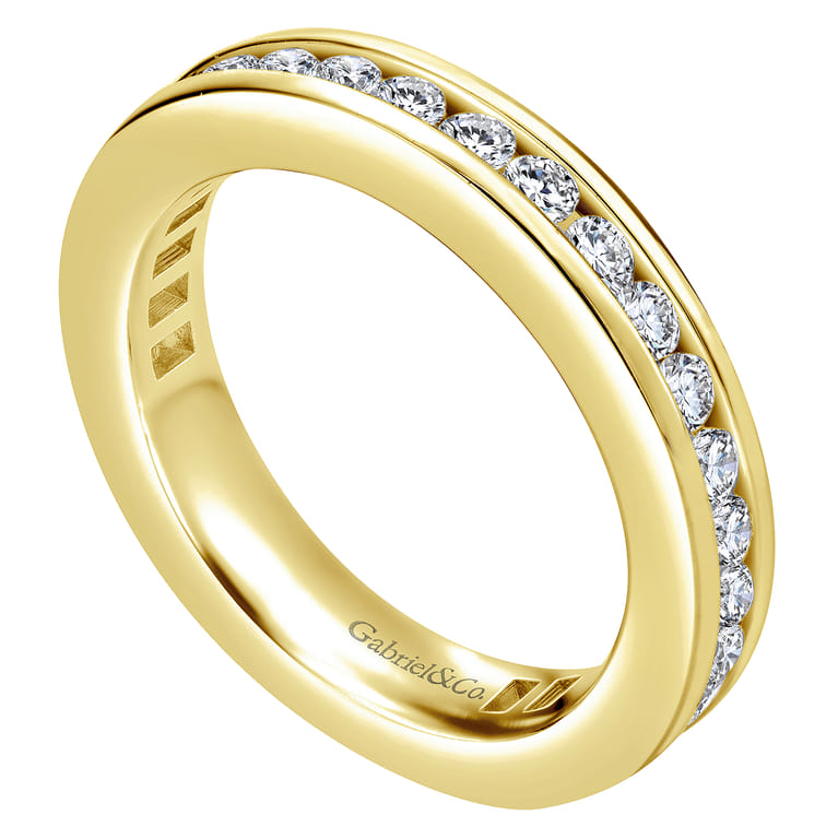 Eternity Band Wedding Ring in 14k Yellow Gold with Round Natural Diamond at Gabriel & Co. - Shot 3