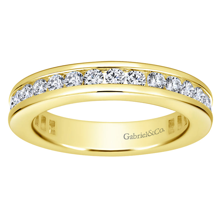 Eternity Band Wedding Ring in 14k Yellow Gold with Round Natural Diamond at Gabriel & Co. - Shot 4