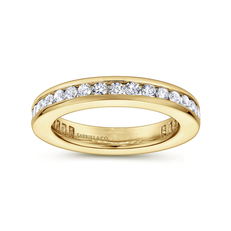 Eternity Band Wedding Ring in 14k Yellow Gold with Round Natural Diamond at Gabriel & Co. - Shot 4
