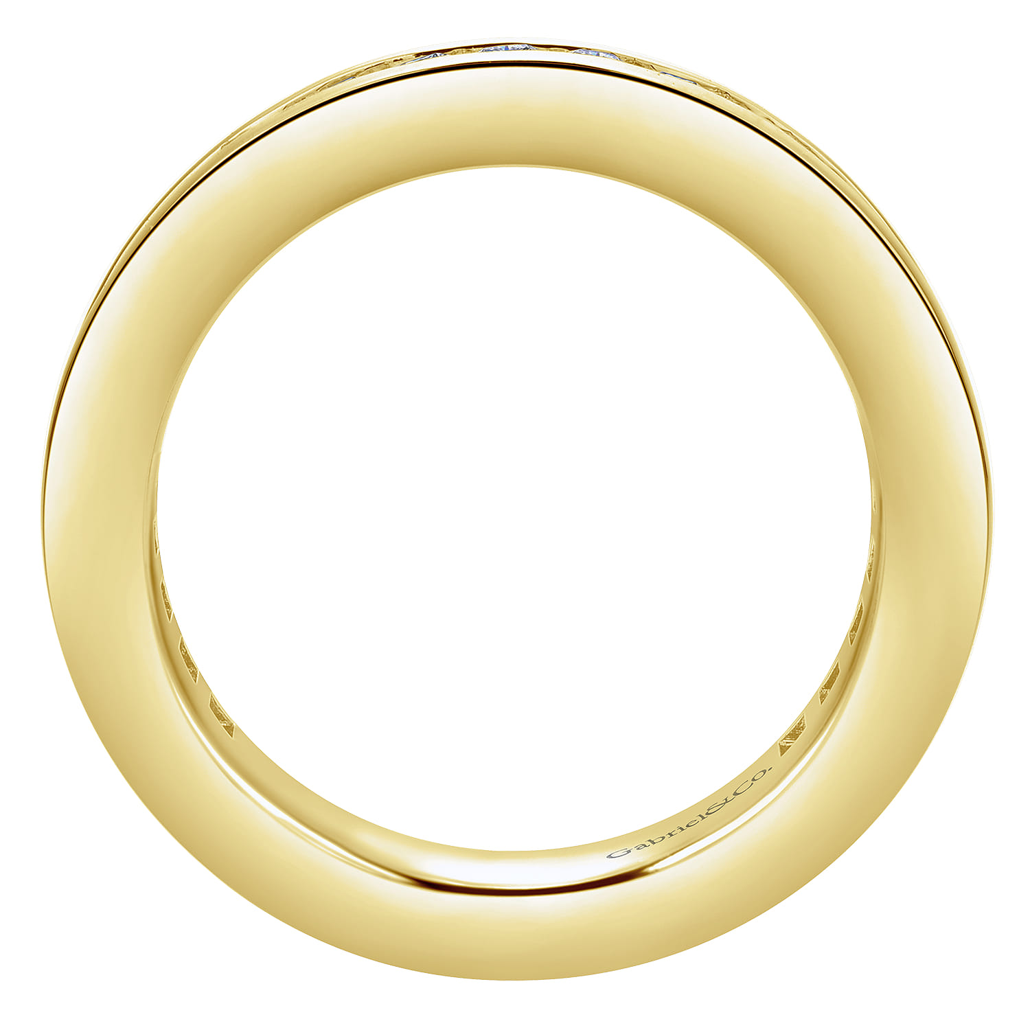 Eternity Band Wedding Ring in 14k Yellow Gold with Round Natural Diamond at Gabriel & Co. - Shot 2