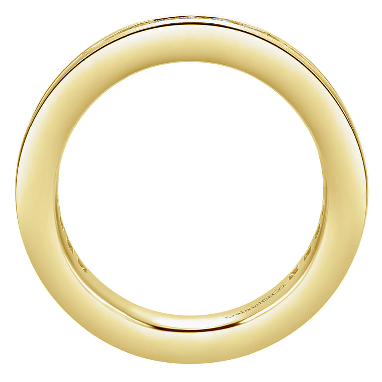 Eternity Band Wedding Ring in 14k Yellow Gold with Round Natural Diamond at Gabriel & Co. - Shot 2
