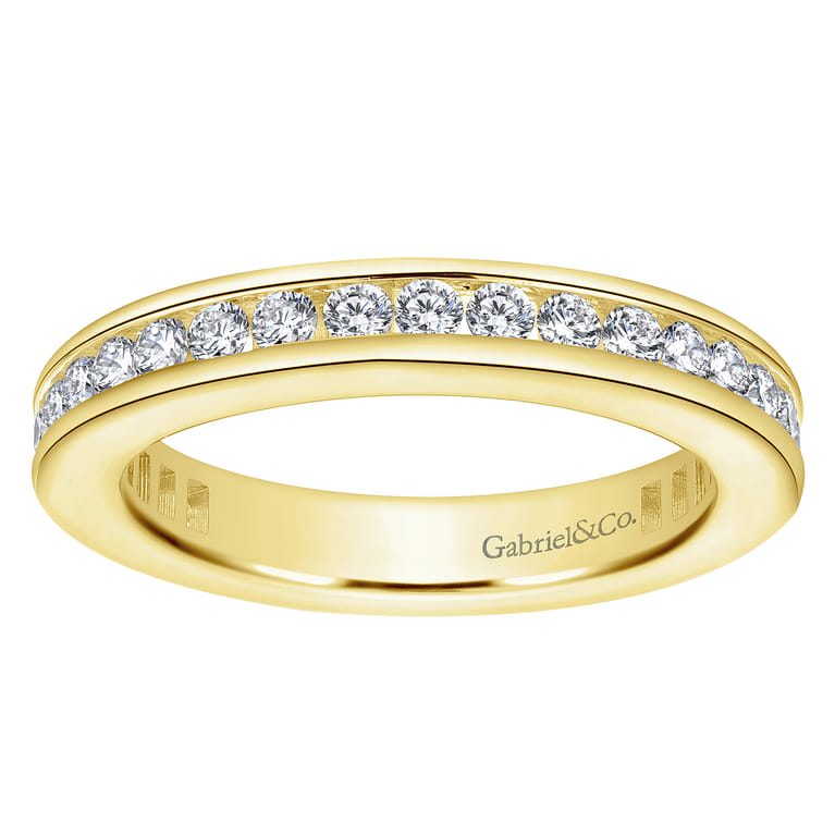 Eternity Band Wedding Ring in 14k Yellow Gold with Round Natural Diamond at Gabriel & Co. - Shot 4