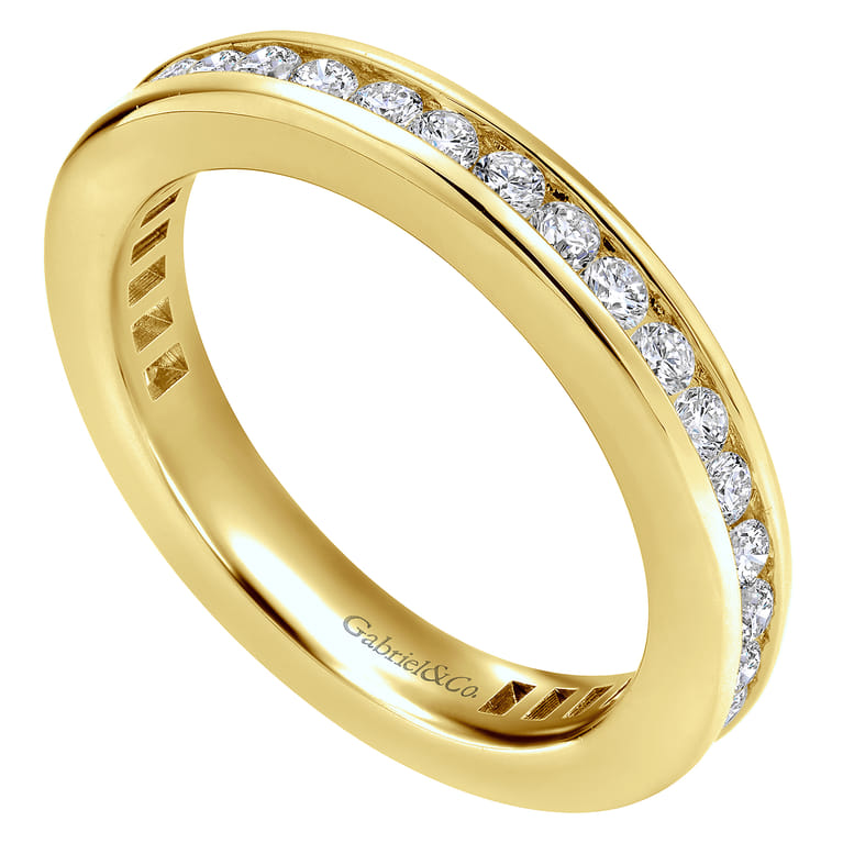 Eternity Band Wedding Ring in 14k Yellow Gold with Round Natural Diamond at Gabriel & Co. - Shot 3