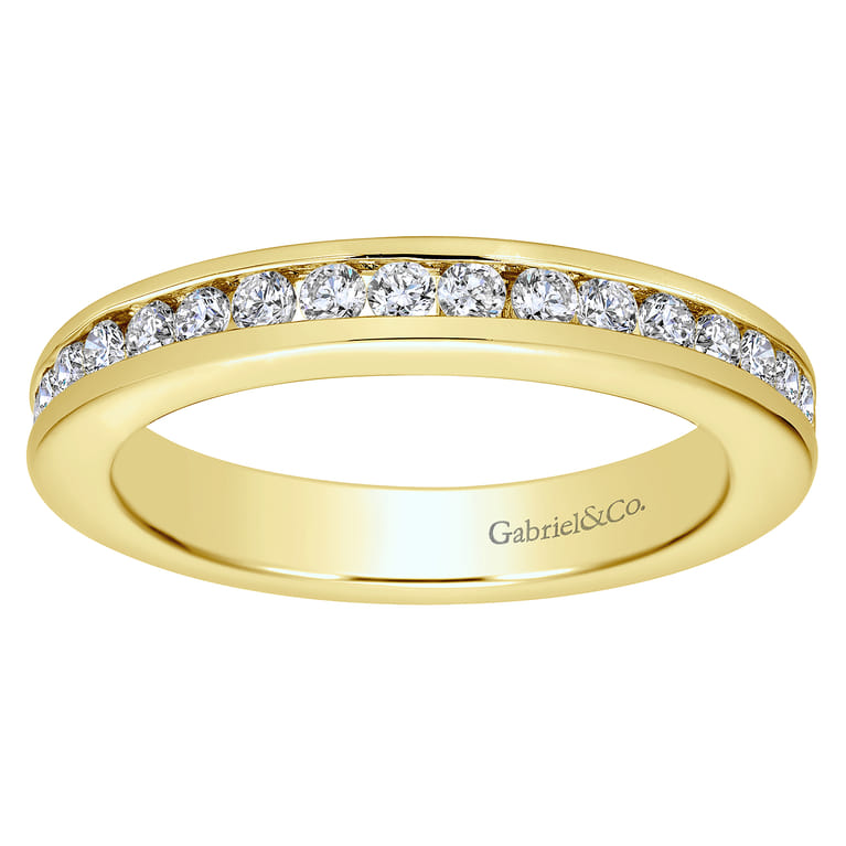 Eternity Band Wedding Ring in 14k Yellow Gold with Round Natural Diamond at Gabriel & Co. - Shot 4