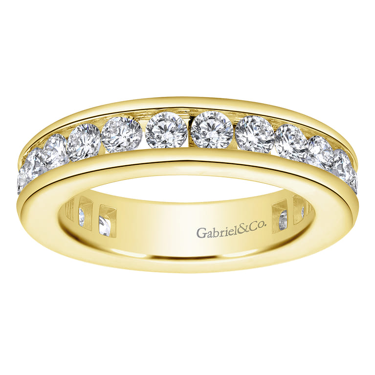 Eternity Band Wedding Ring in 14k Yellow Gold with Round Natural Diamond at Gabriel & Co. - Shot 4