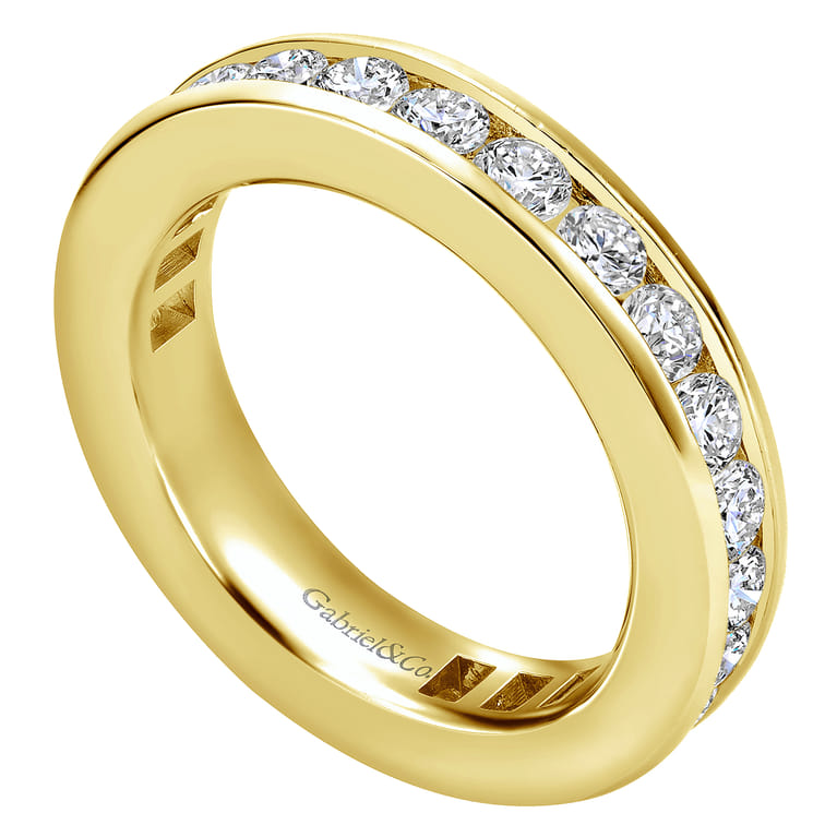 Eternity Band Wedding Ring in 14k Yellow Gold with Round Natural Diamond at Gabriel & Co. - Shot 3