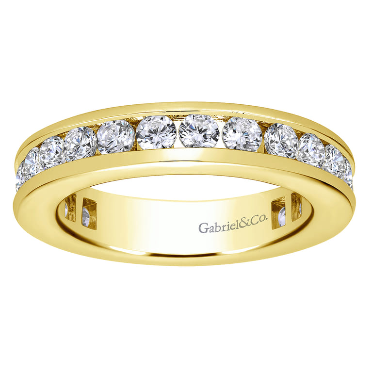 Eternity Band Wedding Ring in 14k Yellow Gold with Round Natural Diamond at Gabriel & Co. - Shot 4