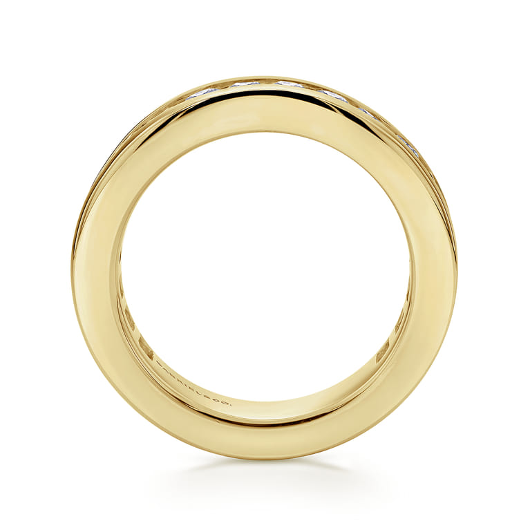 Eternity Band Wedding Ring in 14k Yellow Gold with Round Natural Diamond at Gabriel & Co. - Shot 2