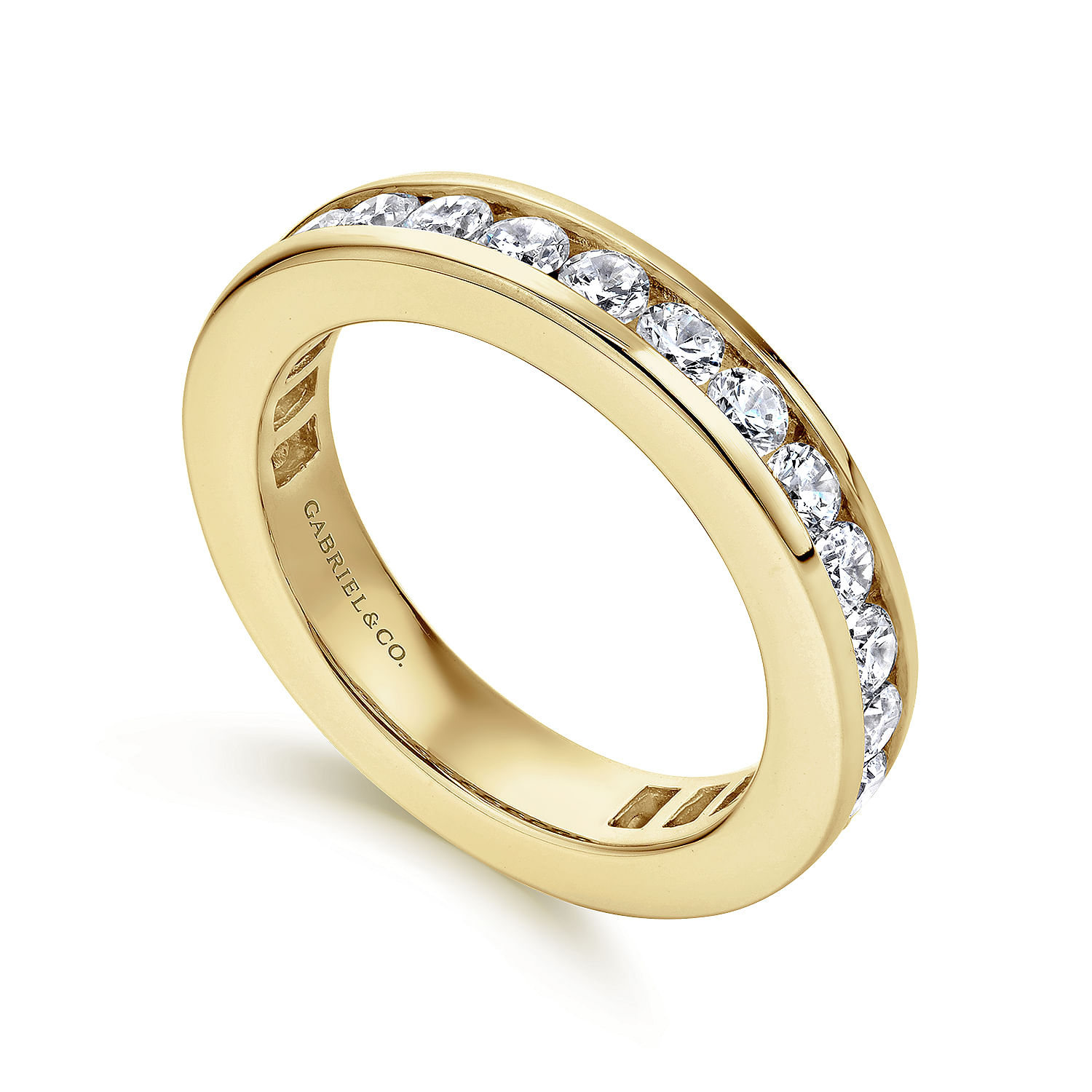 Eternity Band Wedding Ring in 14k Yellow Gold with Round Natural Diamond at Gabriel & Co. - Shot 3