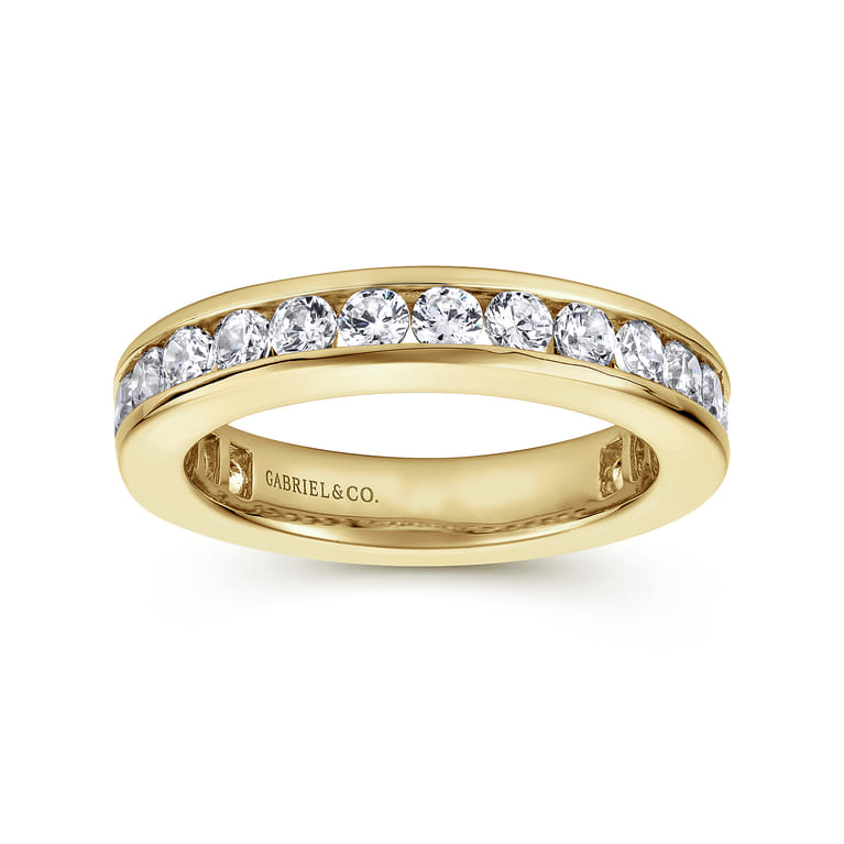 Eternity Band Wedding Ring in 14k Yellow Gold with Round Natural Diamond at Gabriel & Co. - Shot 4