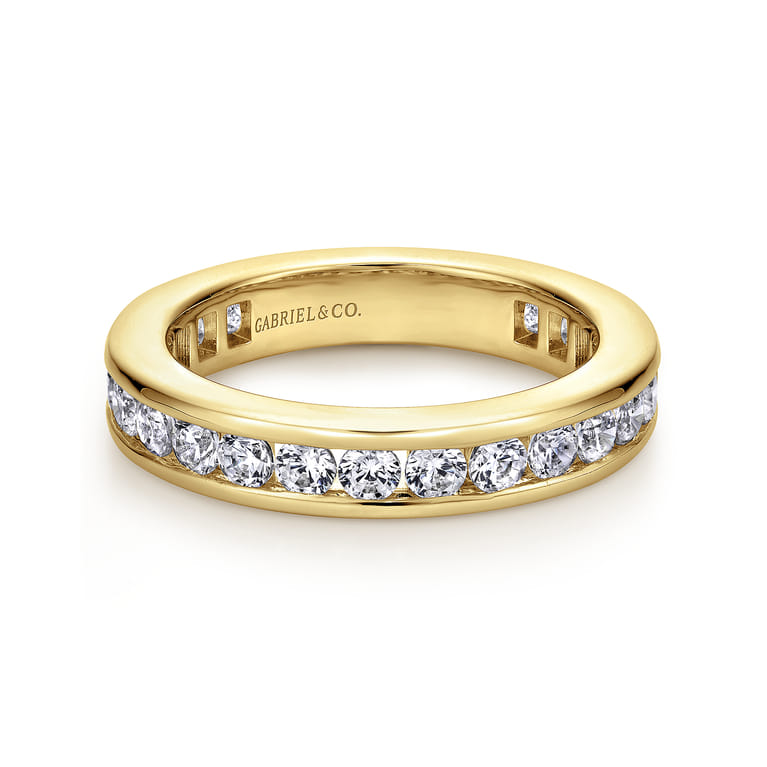 Eternity Band Wedding Ring in 14k Yellow Gold with Round Natural Diamond at Gabriel & Co. - Shot 1