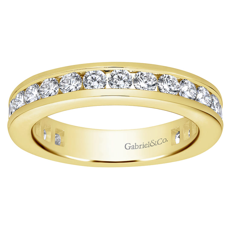 Eternity Band Wedding Ring in 14k Yellow Gold with Round Natural Diamond at Gabriel & Co. - Shot 4