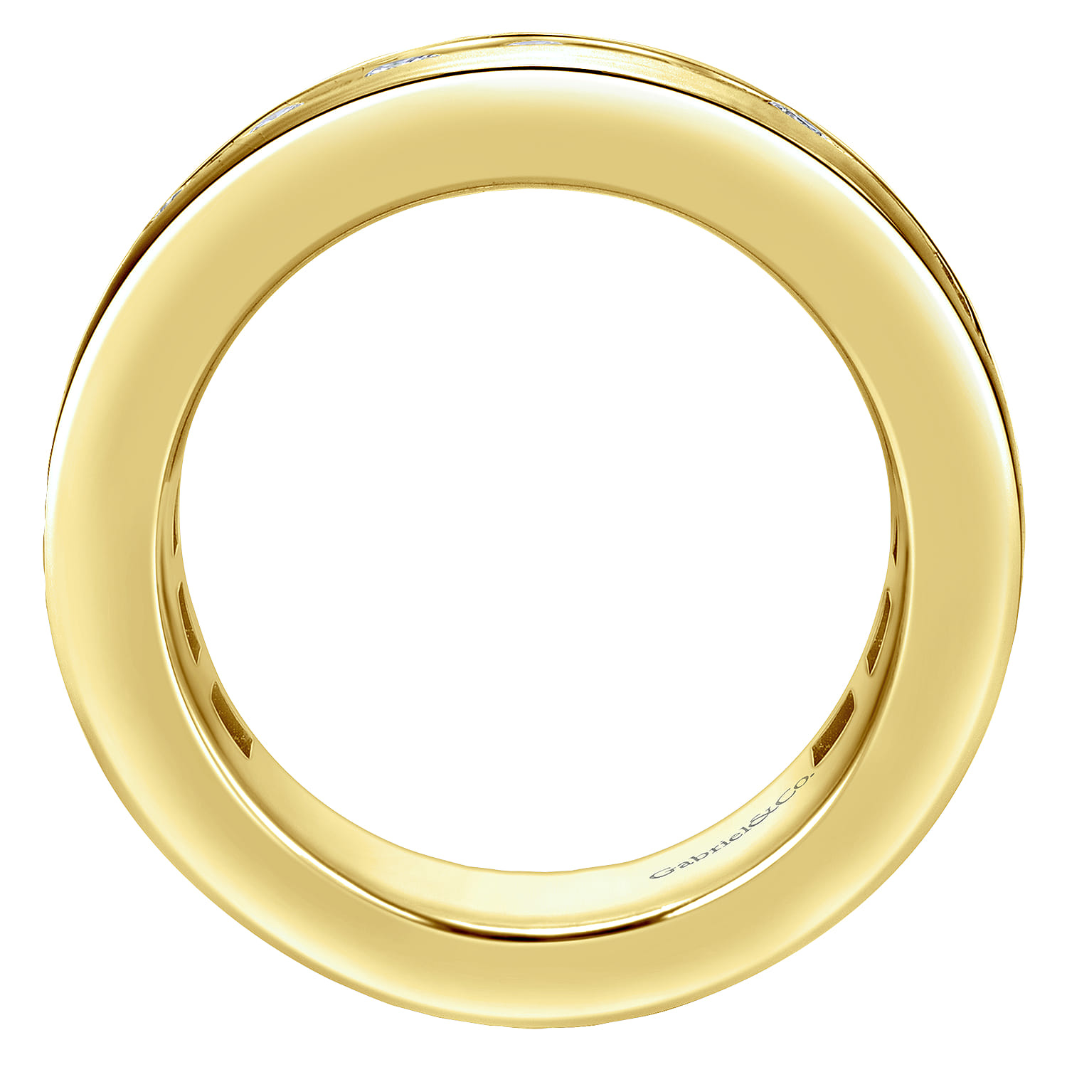 Eternity Band Wedding Ring in 14k Yellow Gold with Round Natural Diamond at Gabriel & Co. - Shot 2