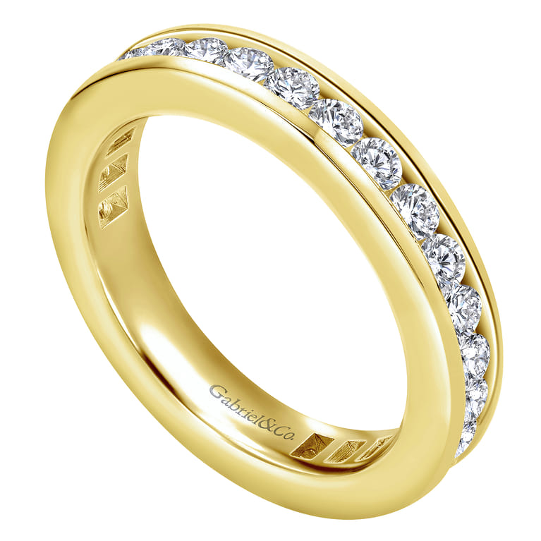 Eternity Band Wedding Ring in 14k Yellow Gold with Round Natural Diamond at Gabriel & Co. - Shot 3