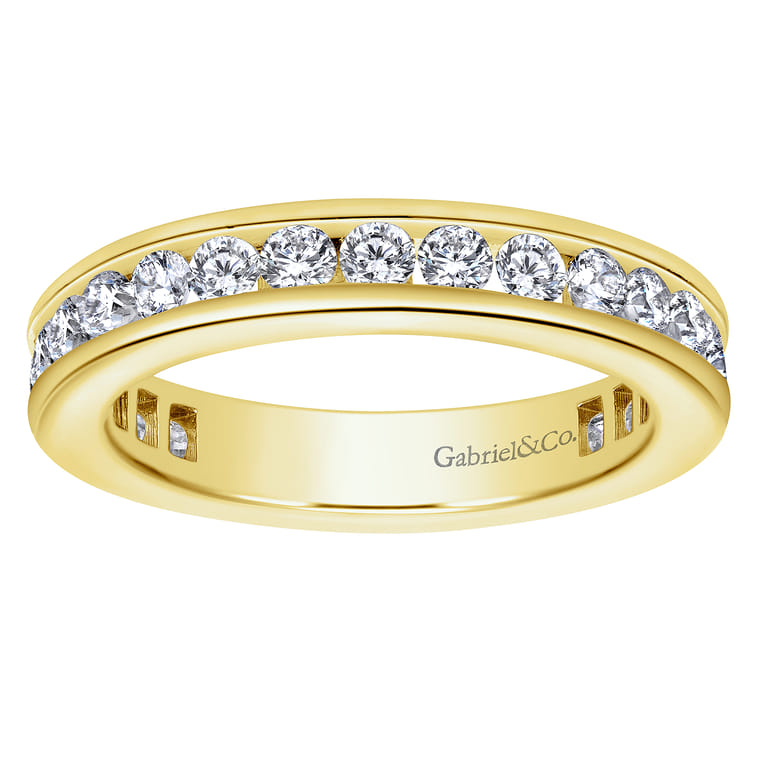 Eternity Band Wedding Ring in 14k Yellow Gold with Round Natural Diamond at Gabriel & Co. - Shot 4