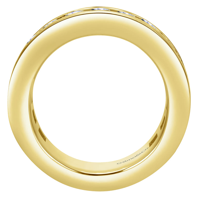 Eternity Band Wedding Ring in 14k Yellow Gold with Round Natural Diamond at Gabriel & Co. - Shot 2