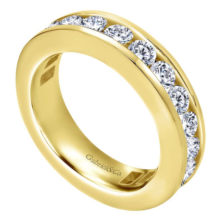 Eternity Band Wedding Ring in 14k Yellow Gold with Round Natural Diamond at Gabriel & Co. - Shot 3