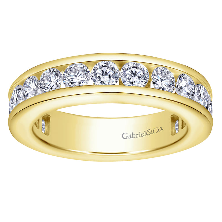Eternity Band Wedding Ring in 14k Yellow Gold with Round Natural Diamond at Gabriel & Co. - Shot 4