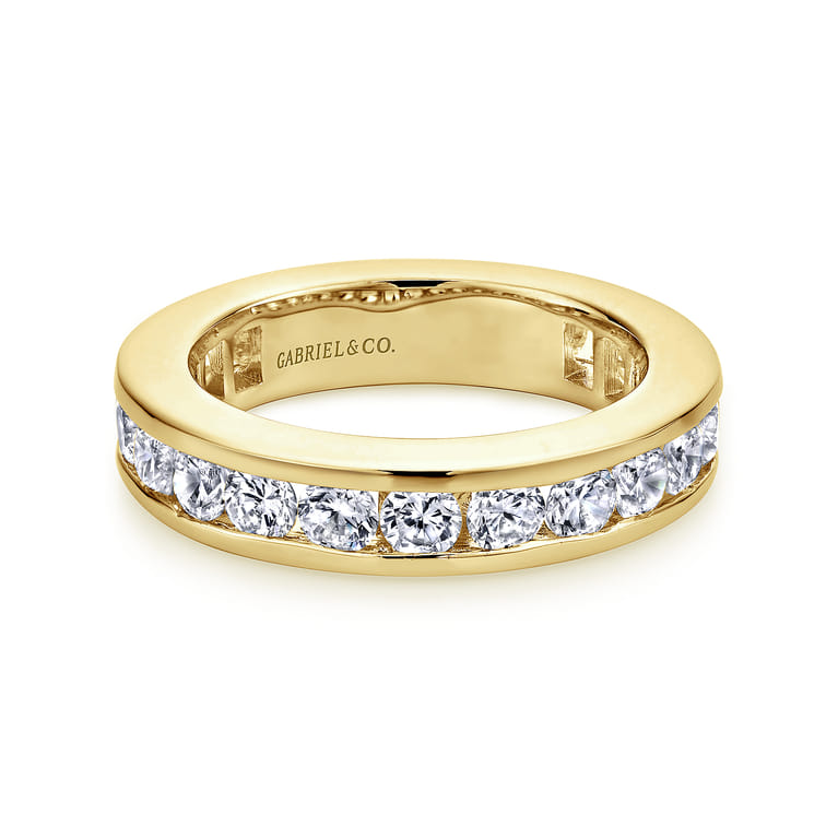 Eternity Band Wedding Ring in 14k Yellow Gold with Round Natural Diamond at Gabriel & Co. - Shot 1
