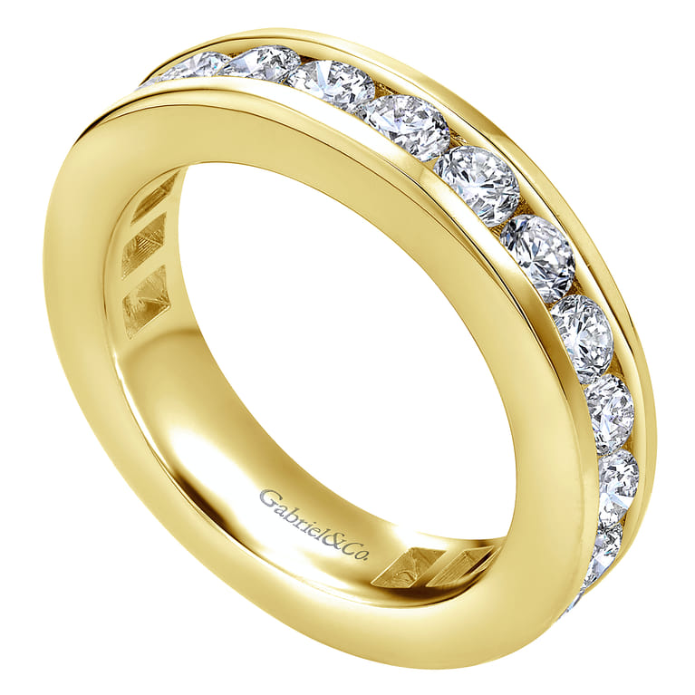 Eternity Band Wedding Ring in 14k Yellow Gold with Round Natural Diamond at Gabriel & Co. - Shot 3
