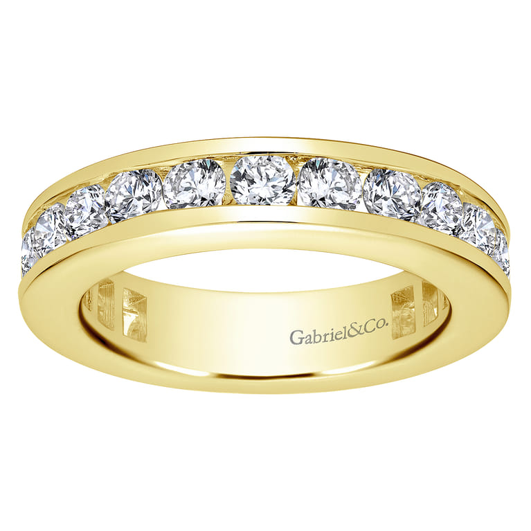 Eternity Band Wedding Ring in 14k Yellow Gold with Round Natural Diamond at Gabriel & Co. - Shot 4