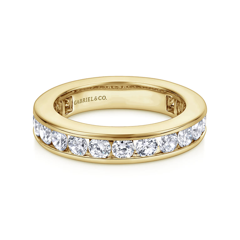 Eternity Band Wedding Ring in 14k Yellow Gold with Round Natural Diamond at Gabriel & Co. - Shot 1