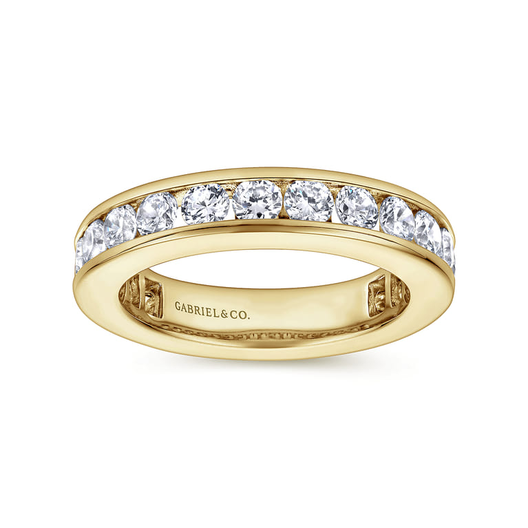 Eternity Band Wedding Ring in 14k Yellow Gold with Round Natural Diamond at Gabriel & Co. - Shot 4