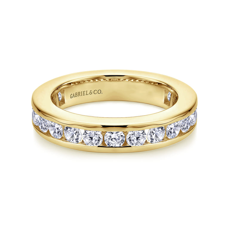 Eternity Band Wedding Ring in 14k Yellow Gold with Round Natural Diamond at Gabriel & Co. - Shot 1